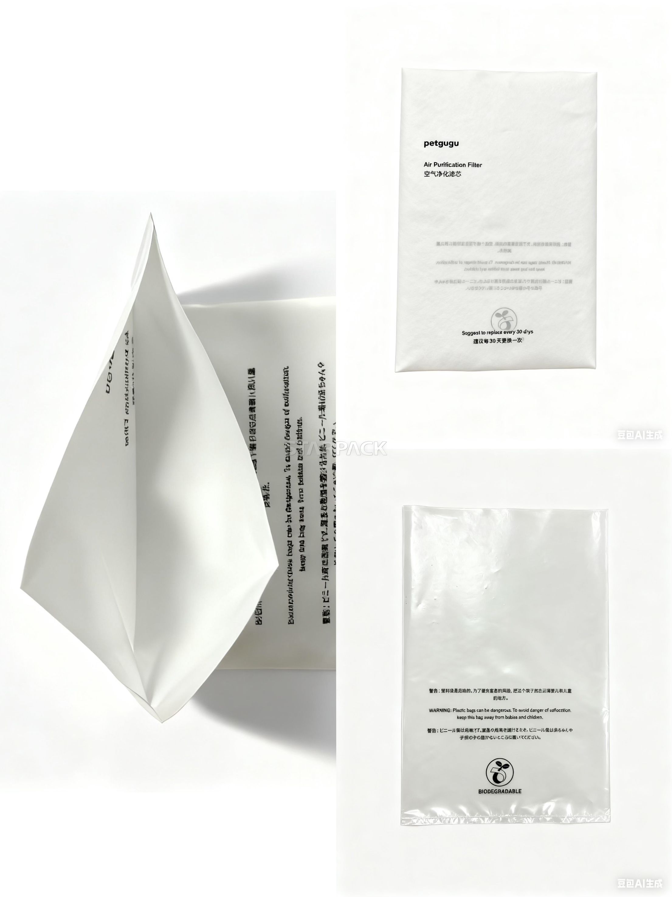 Sac plat enti&egrave;rement biod&eacute;gradable