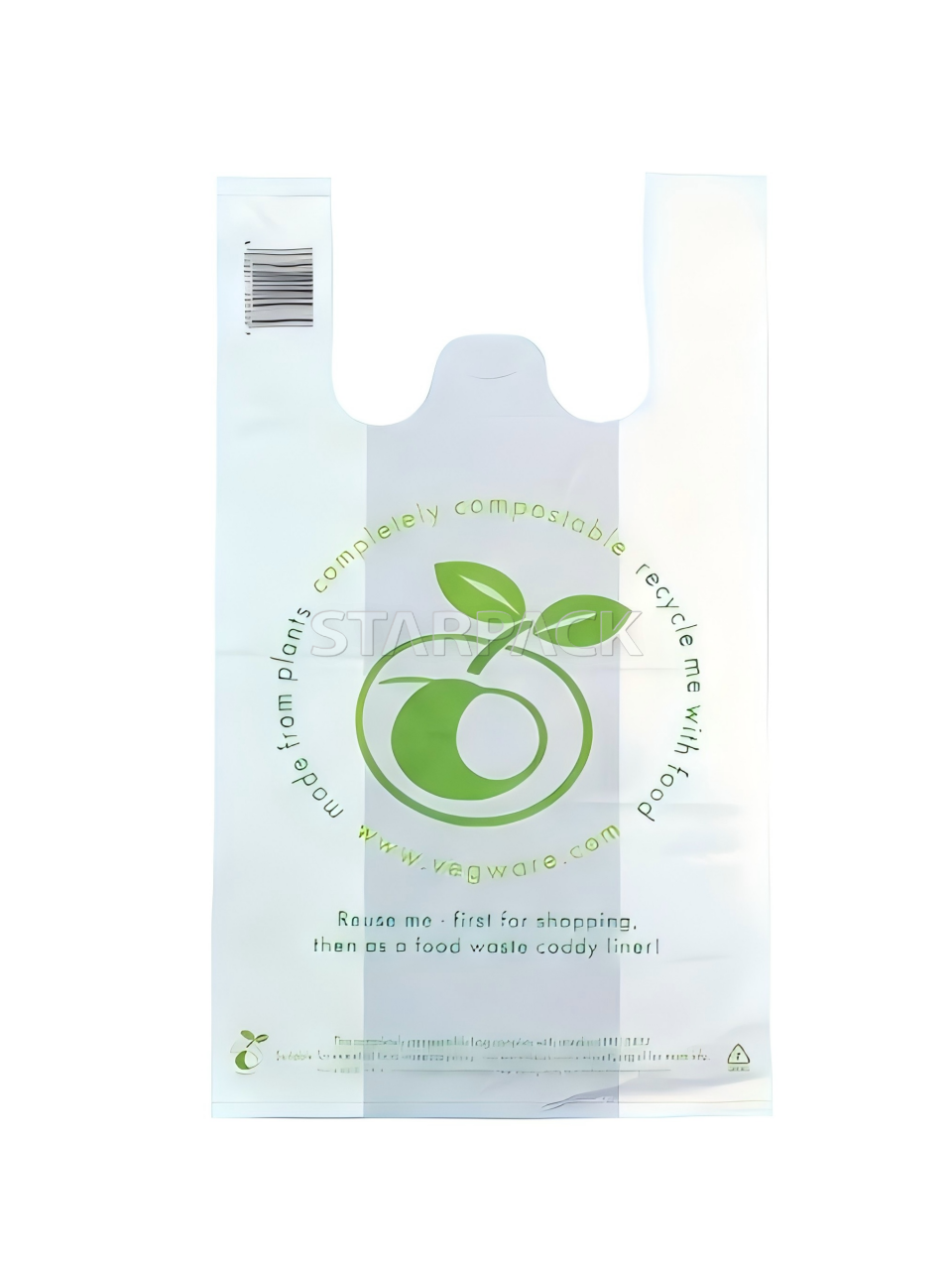 Sacs pour T-shirts 100&nbsp;% compostables et biod&eacute;gradables avec poign&eacute;es