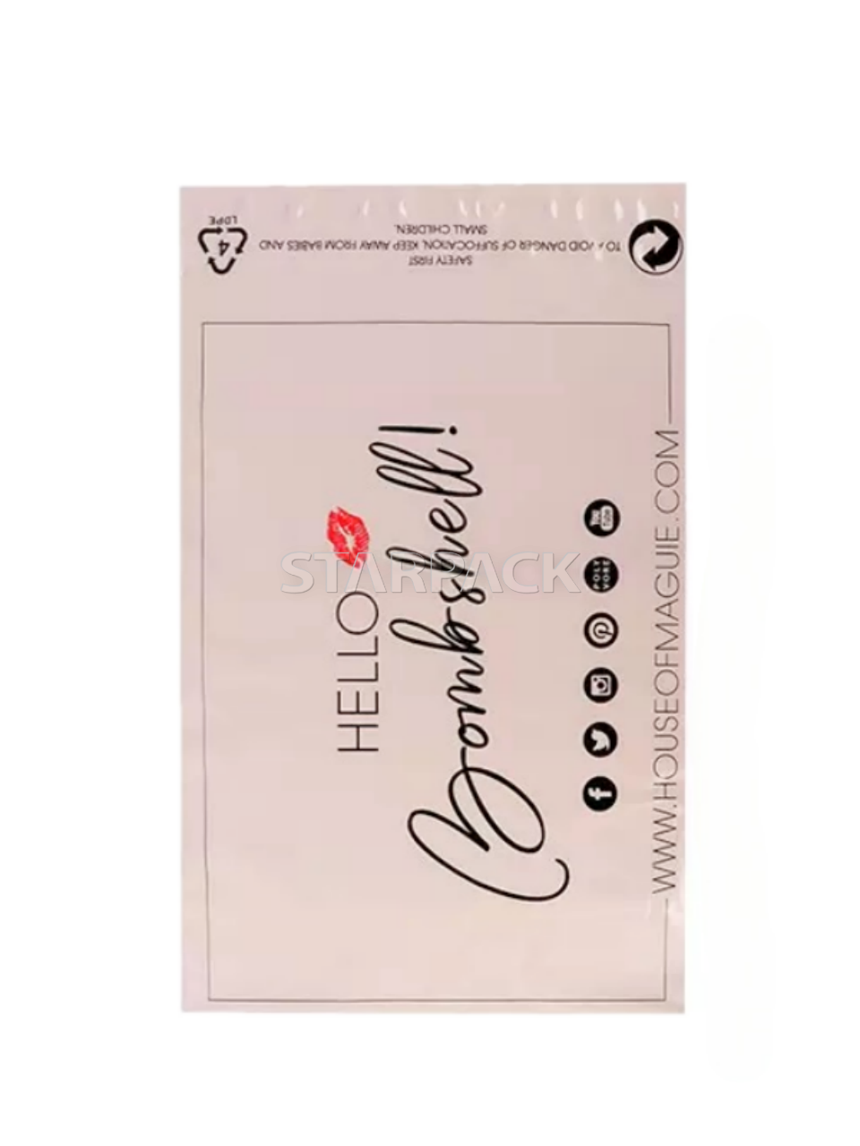 Enveloppes en poly&eacute;thyl&egrave;ne PCR robustes certifi&eacute;es GRS | Sacs d'exp&eacute;dition recycl&eacute;s imprim&eacute;s personn